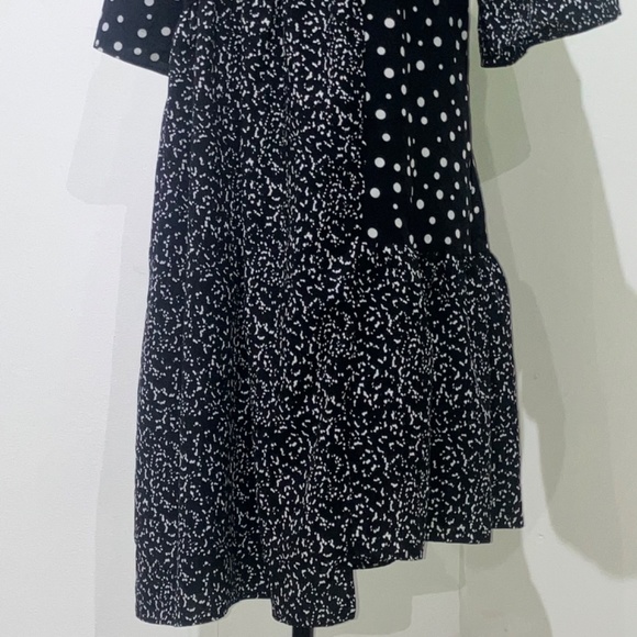 Black and white multi fabric asymmetrical dress - Picture 7 of 9
